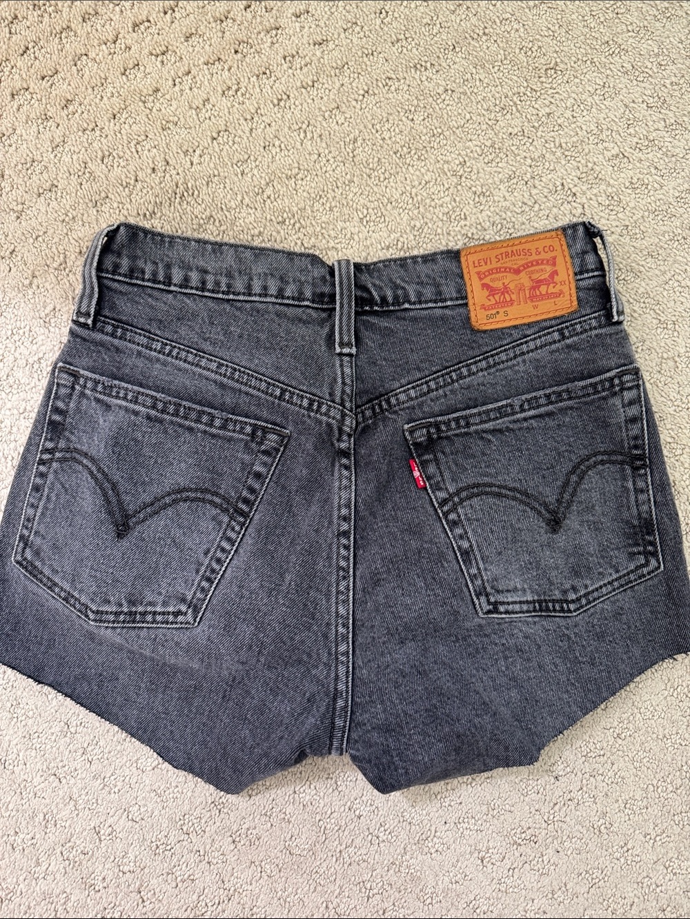 Levi's 501 Washed Charcoal Denim High-Rise Shorts